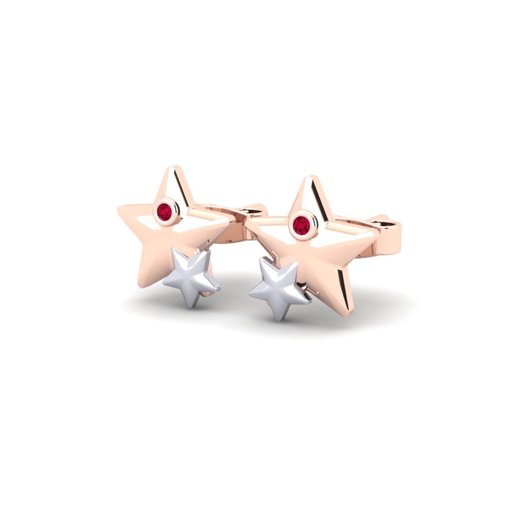 18k Rose & White Gold Ruby Kid's Earring Lilyae