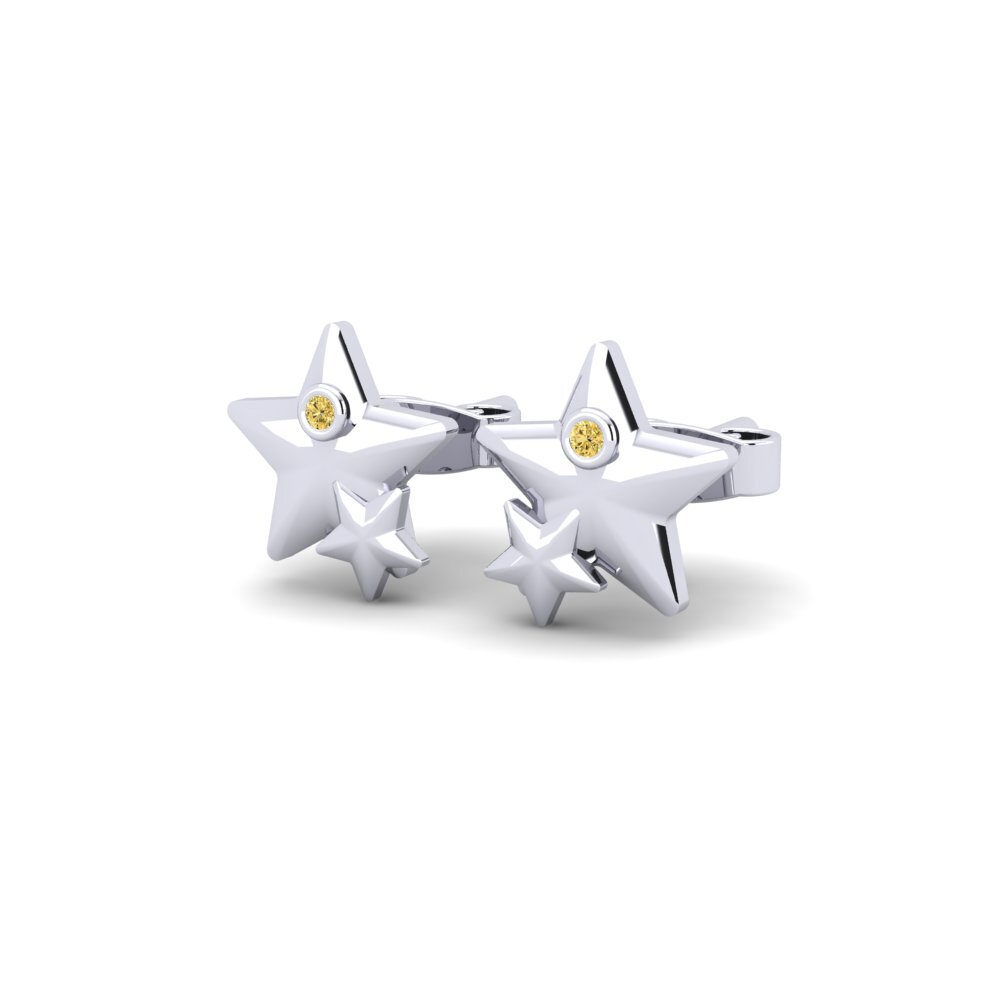 18k White Gold Yellow Diamond Kid's Earring Lilyae