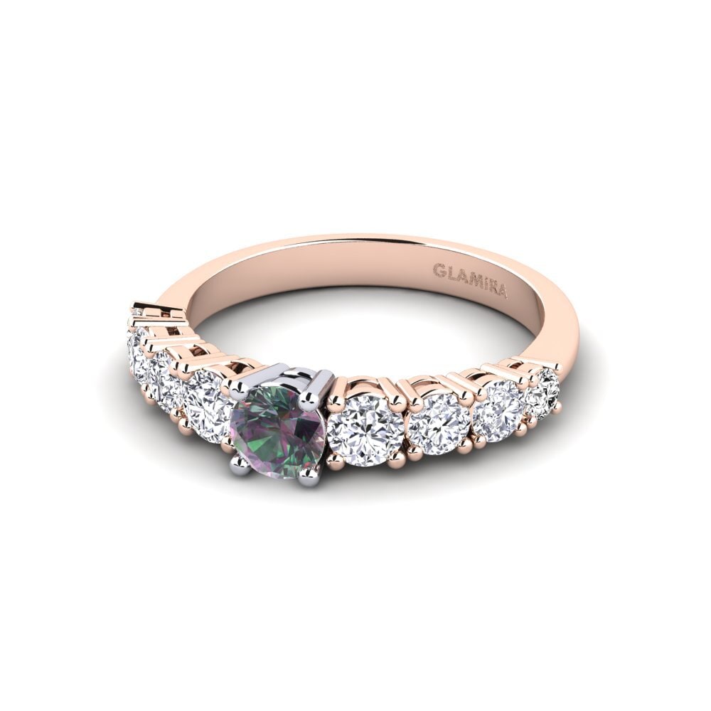 9ct Rose & White Gold Mystic Topaz Engagement Ring Lilyanna