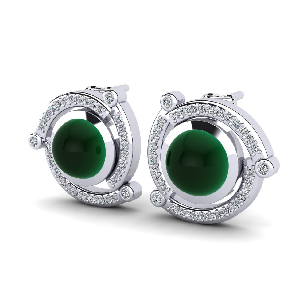 Đá Cabochon Ngọc Lục Bảo Bông tai nữ Linnora