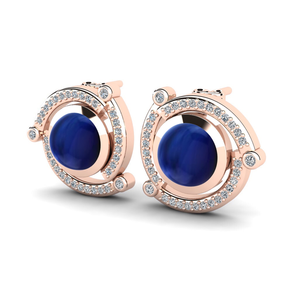 14ct Rose Gold Cabochon Sapphire Women's Earring Linnora