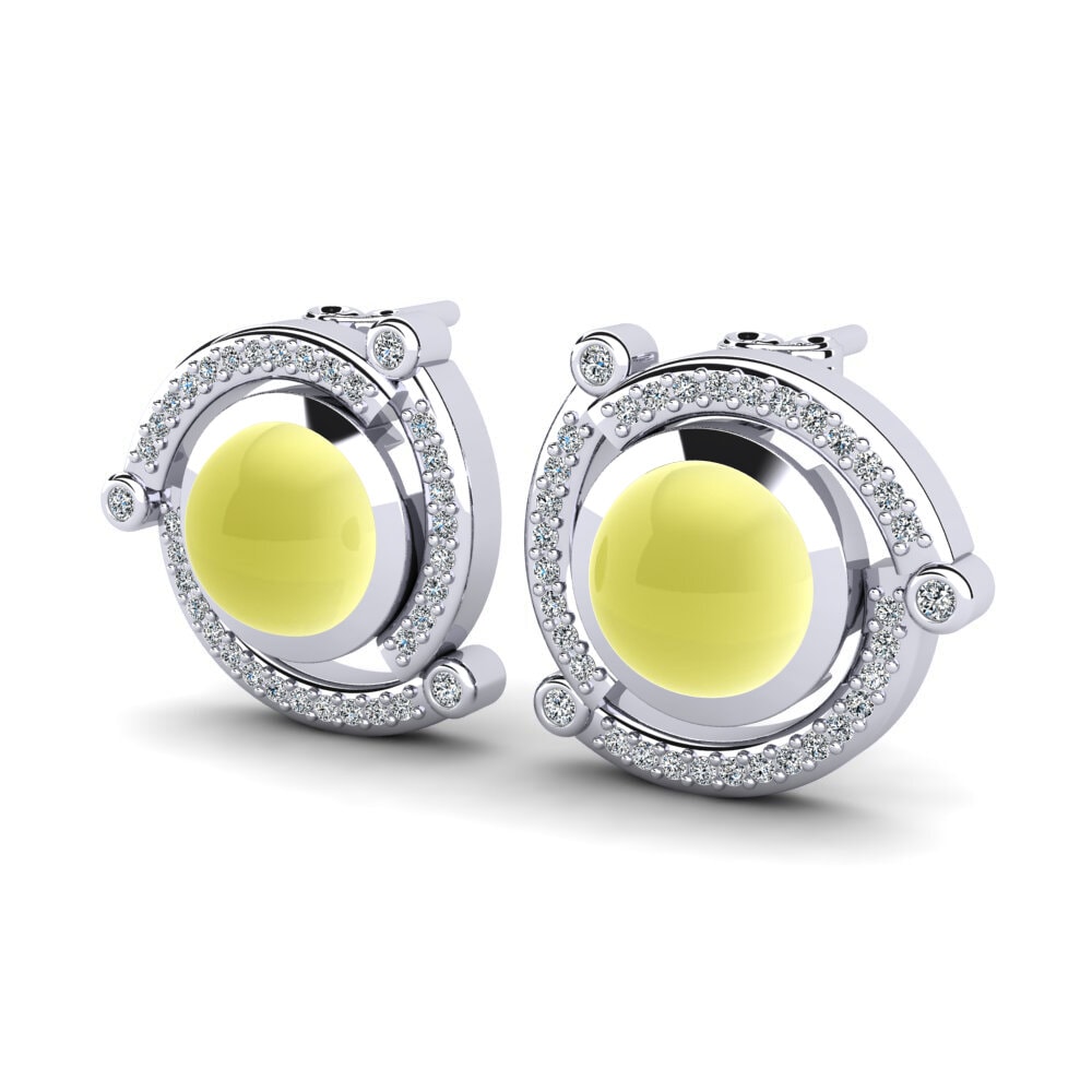 Đá Cabochon Topaz Vàng Bông tai nữ Linnora