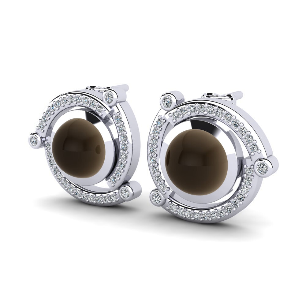 Đá Cabochon Thạch Anh Khói Bông tai nữ Linnora