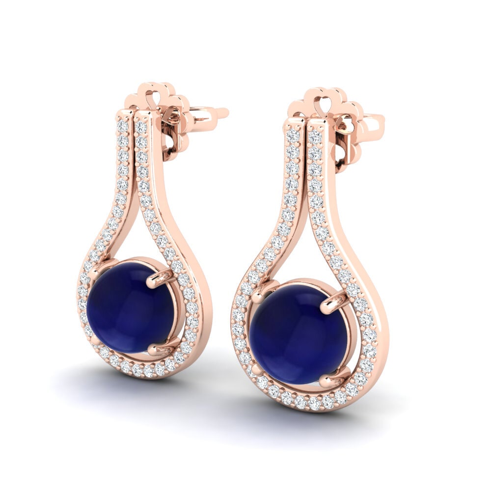 14ct Rose Gold Cabochon Sapphire Women's Earring Liriene