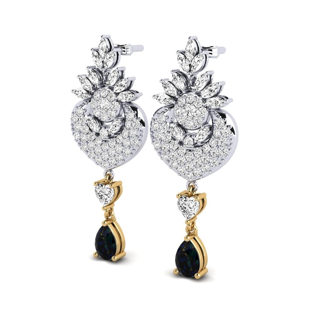 14k Oro Blanco & Amarillo Opalo Negro Pendiente de mujer Lisette