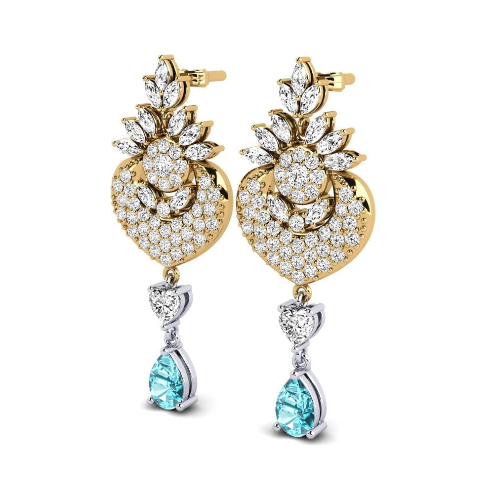 18ct Yellow & White Gold Blue Zircon Women's Earring Lisette