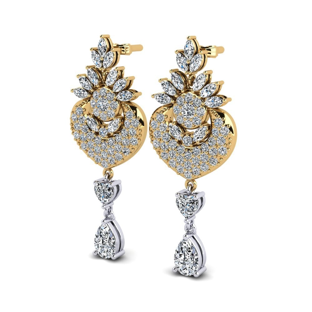14k Oro Amarillo & Blanco Pendiente de mujer Lisette