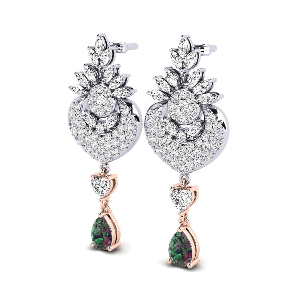 14k Oro Blanco & Rosa Topacio Místico Pendiente de mujer Lisette