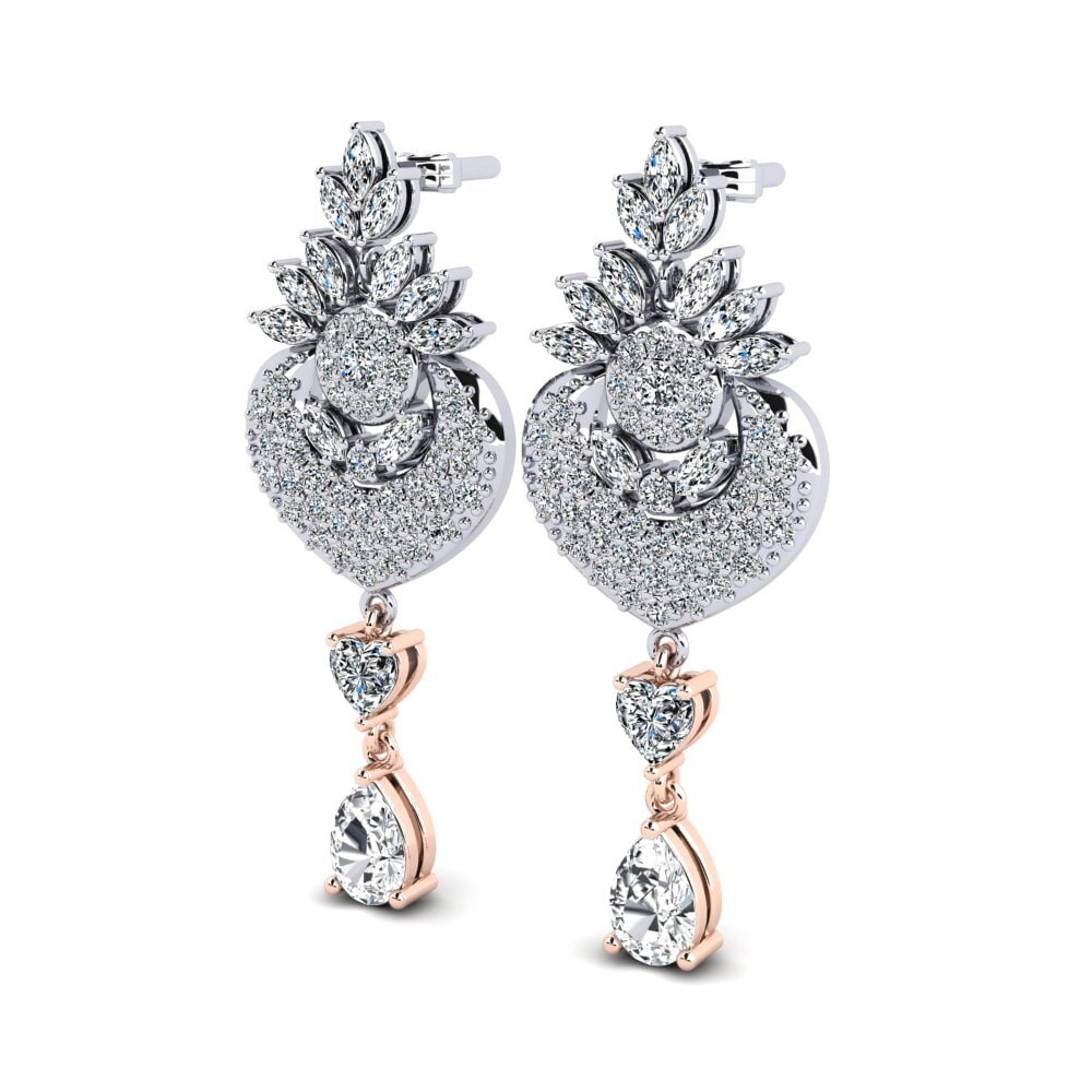 14ct White & Rose Gold White Zircon Women's Earring Lisette