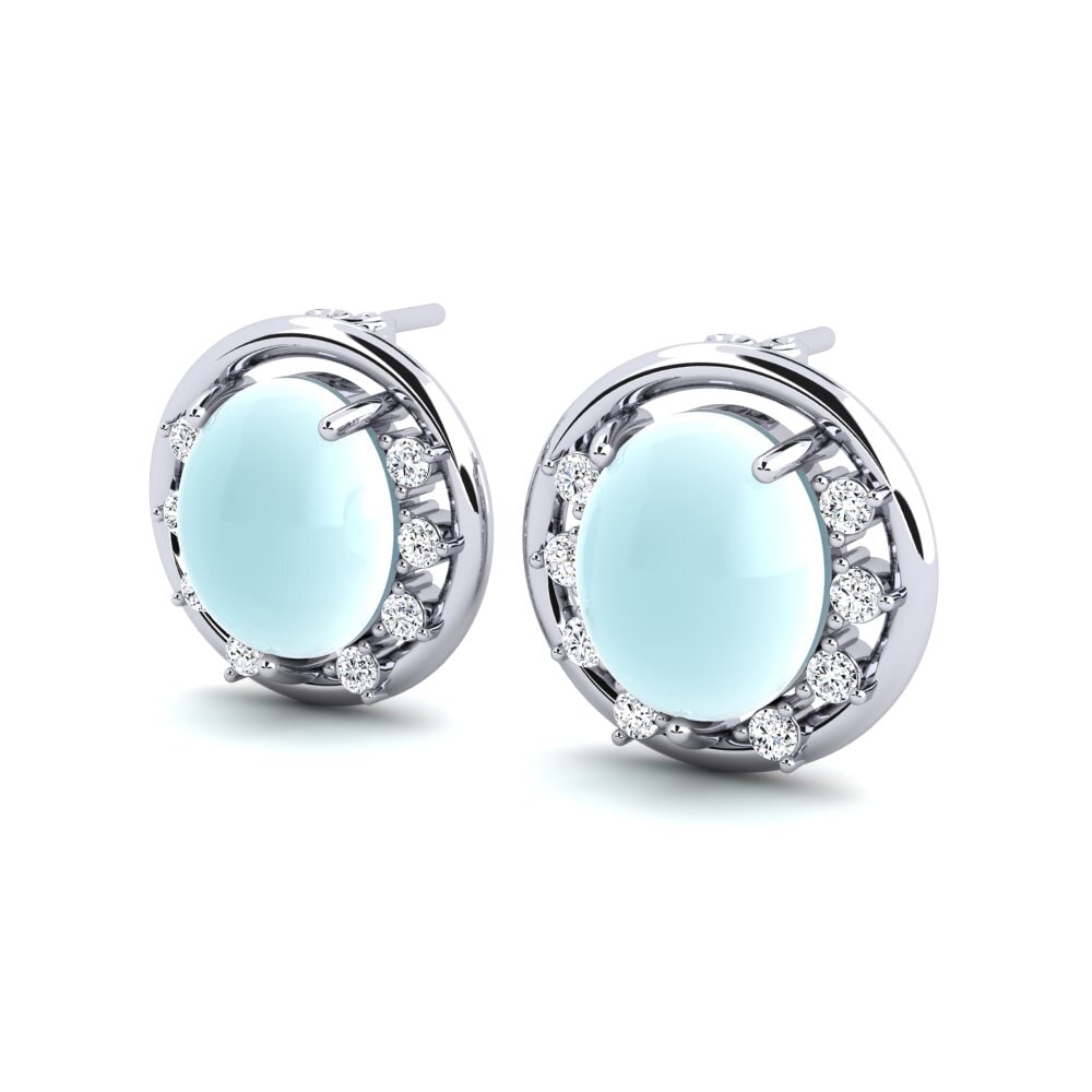 Đá Cabochon Aquamarine Bông tai nữ Lislera