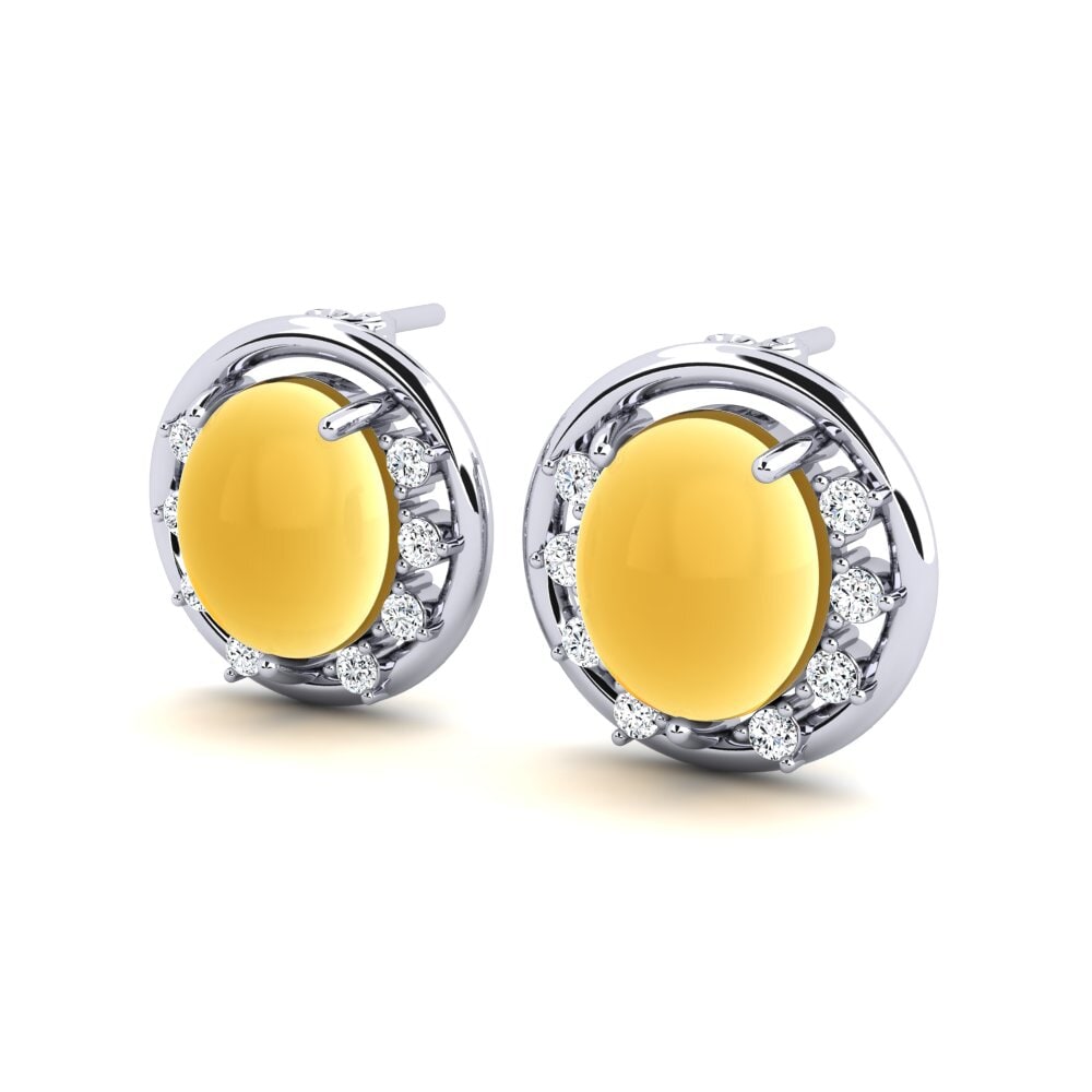 Đá Cabochon Thạch Anh Vàng Bông tai nữ Lislera