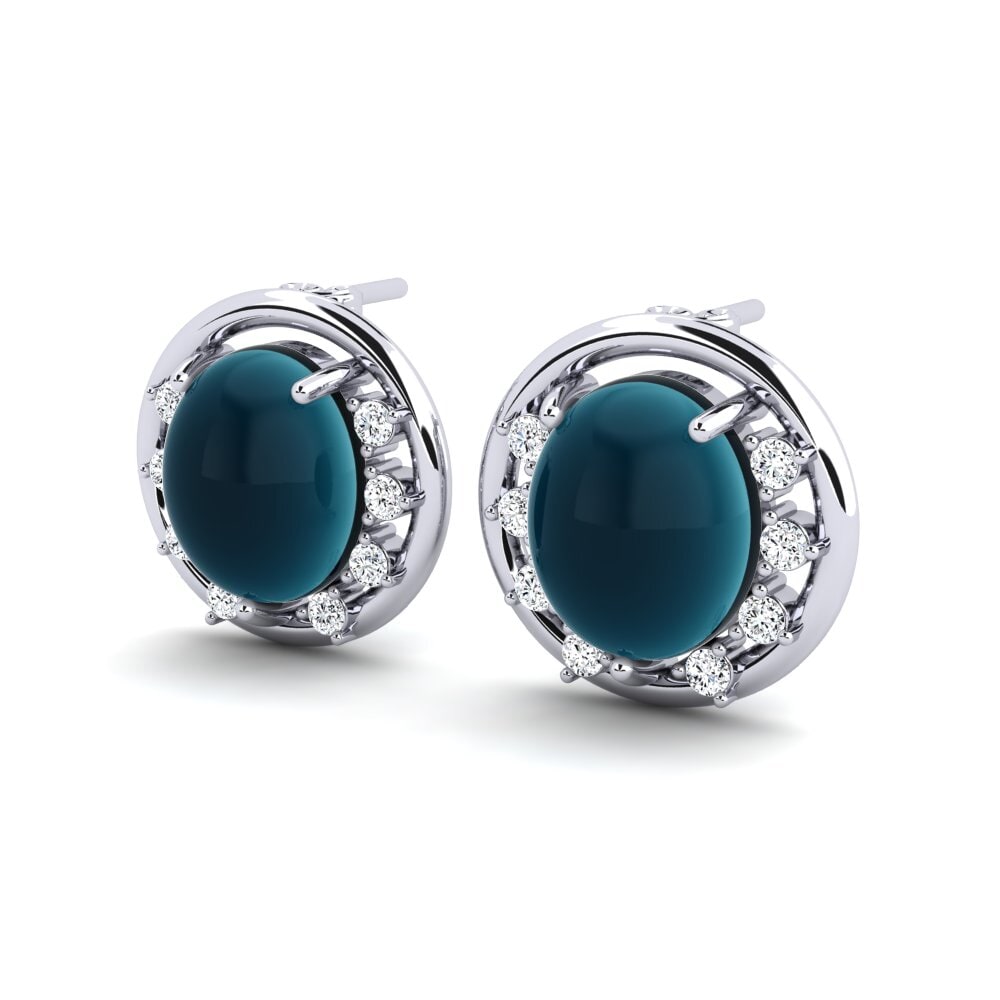 Đá Cabochon Topaz xanh London Bông tai nữ Lislera