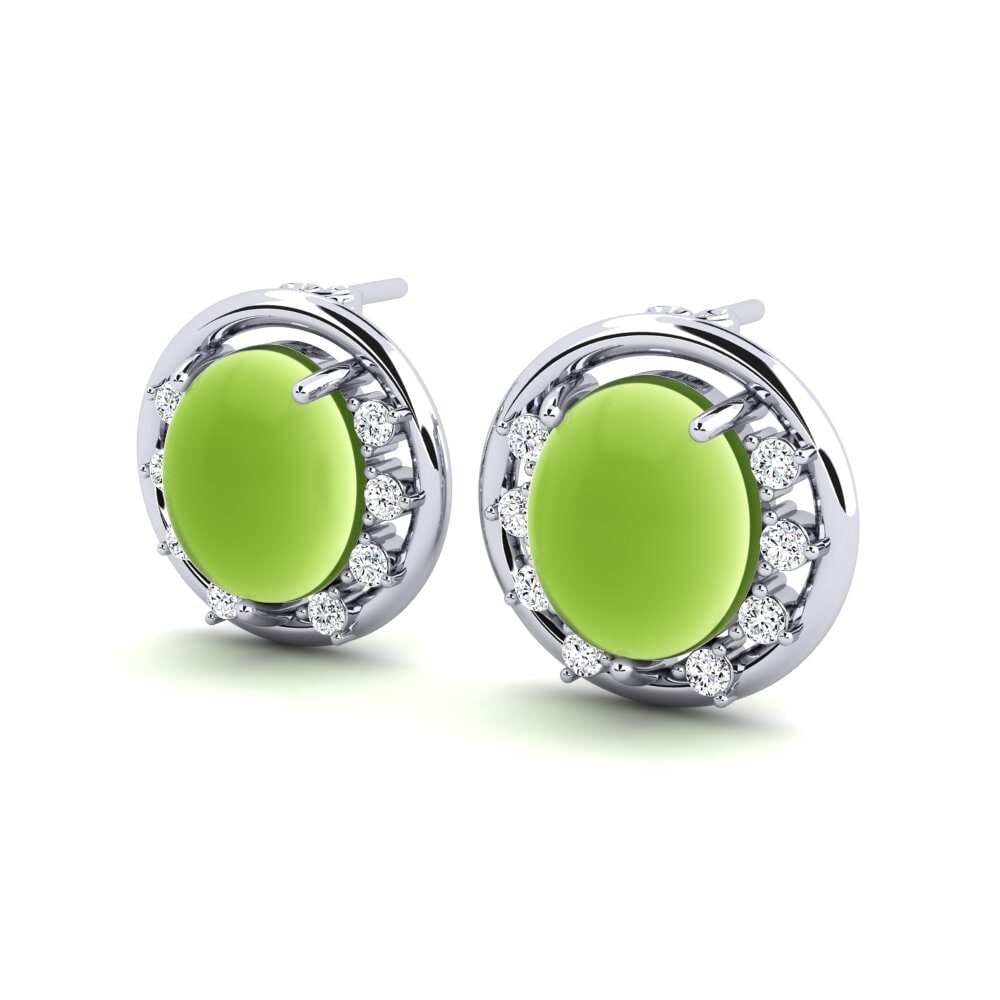 Péridot Cabochon Boucle d'oreille femme Lislera