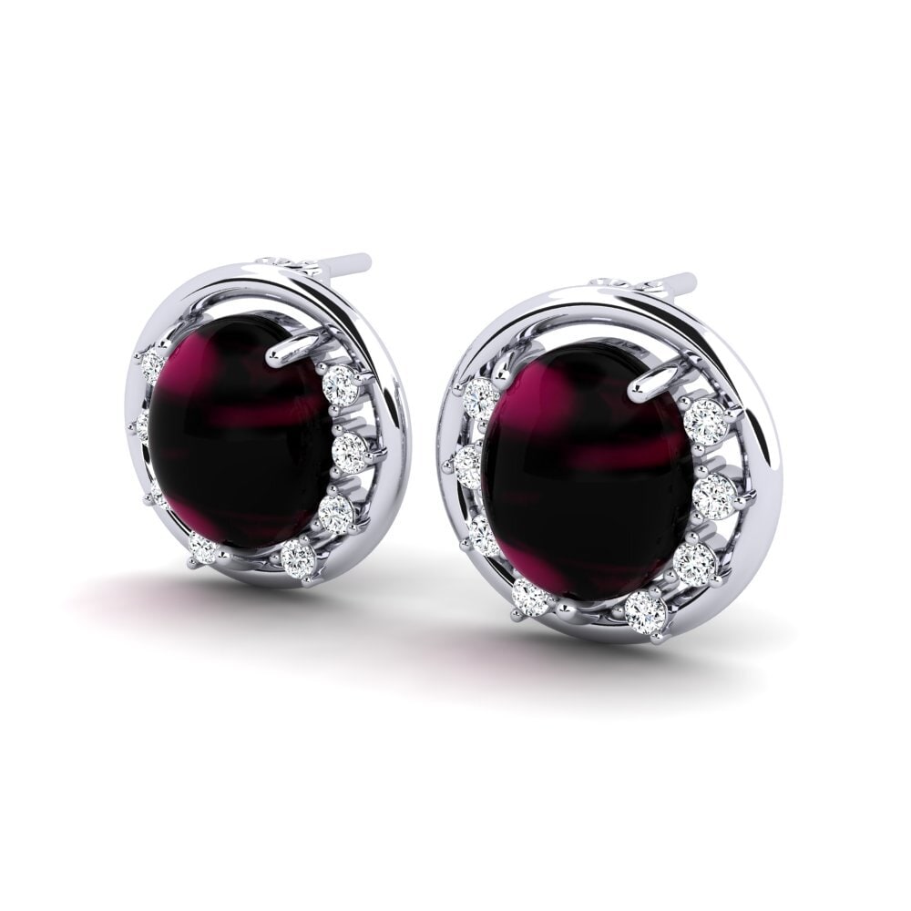 Đá Cabochon Rhodolite Bông tai nữ Lislera