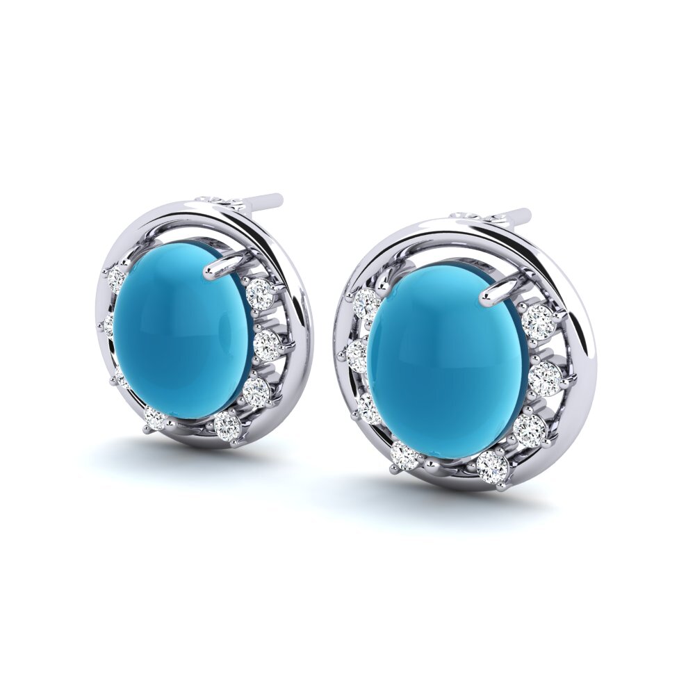 Đá Cabochon Topaz Xanh Bông tai nữ Lislera