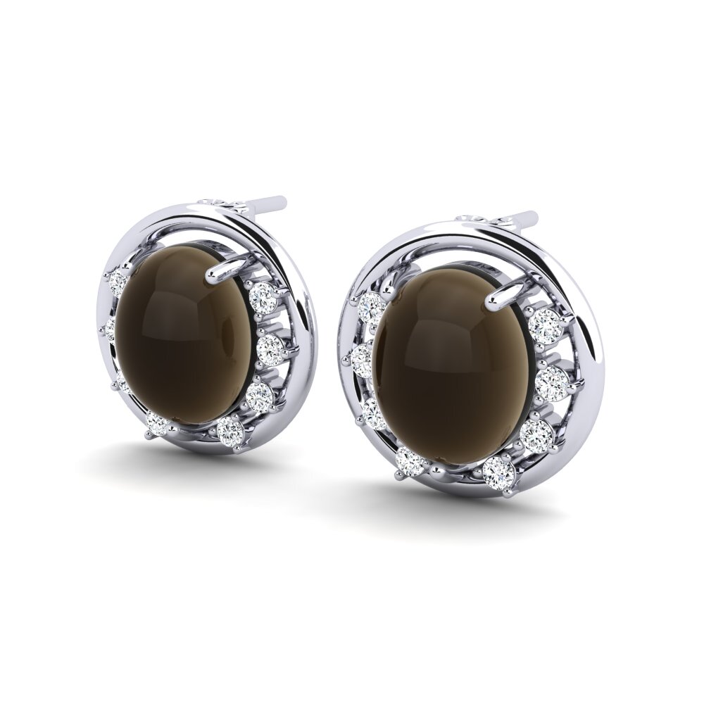 Đá Cabochon Thạch Anh Khói Bông tai nữ Lislera