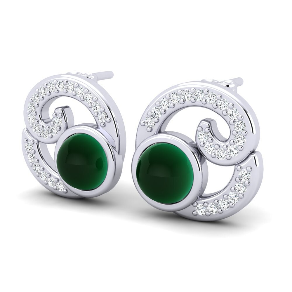 Cabochon Emerald Women's Earring Lismary