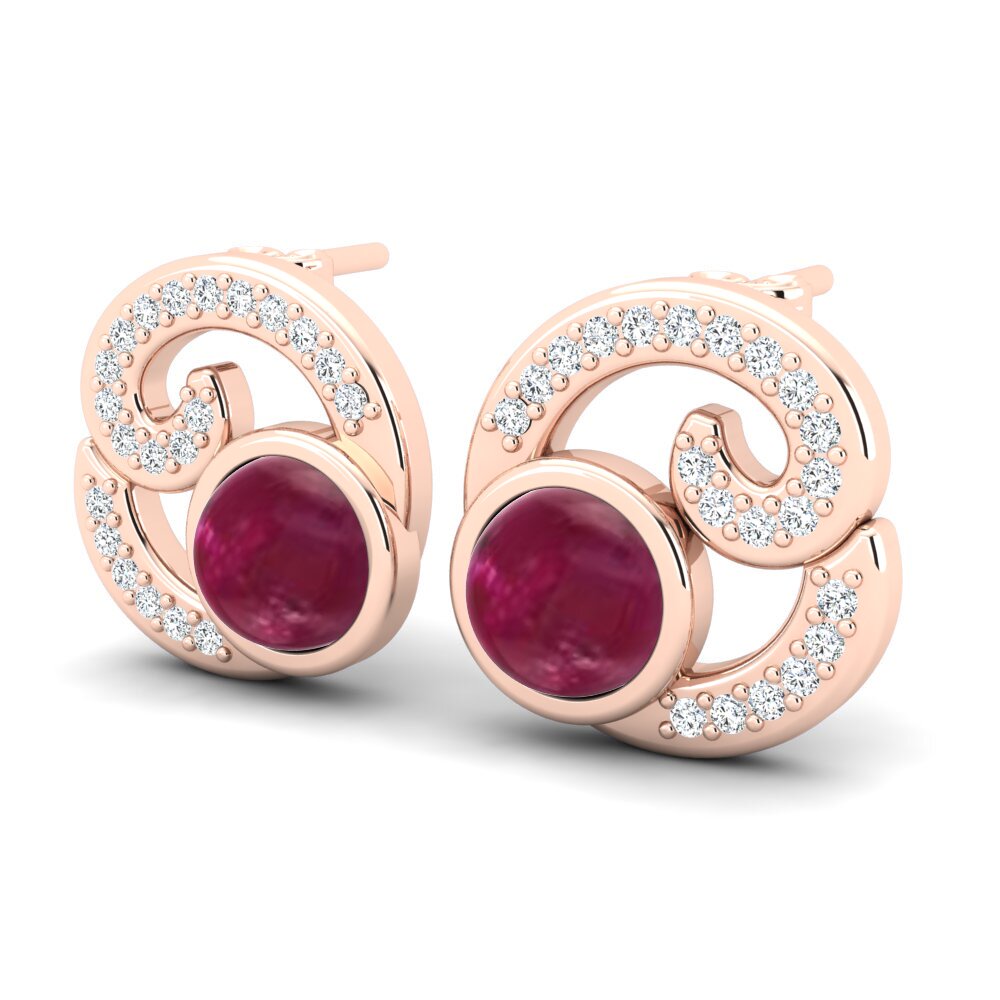 18k Oro Rosa Rubí Cabujón Pendiente de mujer Lismary
