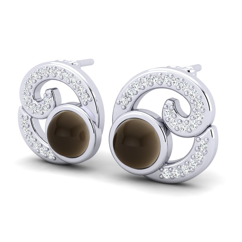 Đá Cabochon Thạch Anh Khói Bông tai nữ Lismary