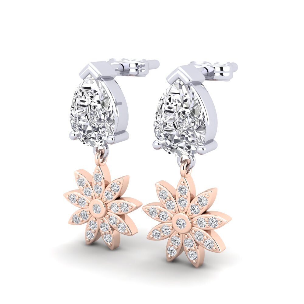 14k Oro Rosa/Blanco Pera Pendiente de mujer Listar