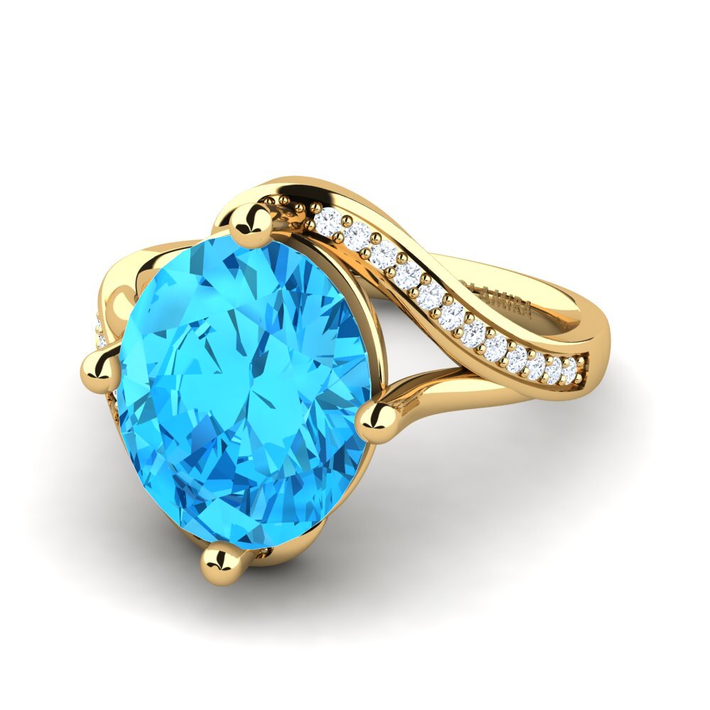 14ct Yellow Gold Blue Topaz Ring Loagen