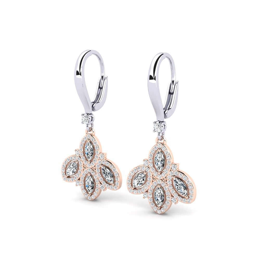 14ct White / Rose Gold Marquise Women's Earring Lobus