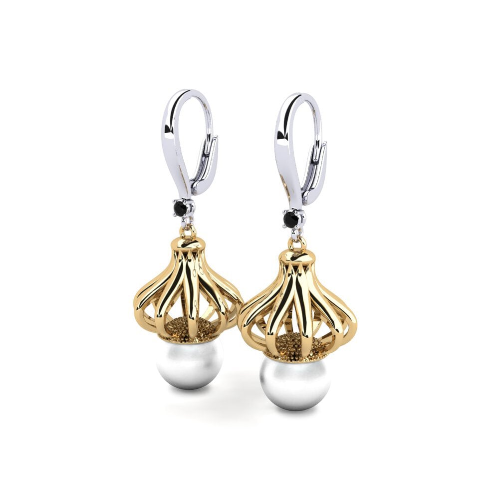 9ct White & Yellow Gold Black Diamond Women's Earring Logeable