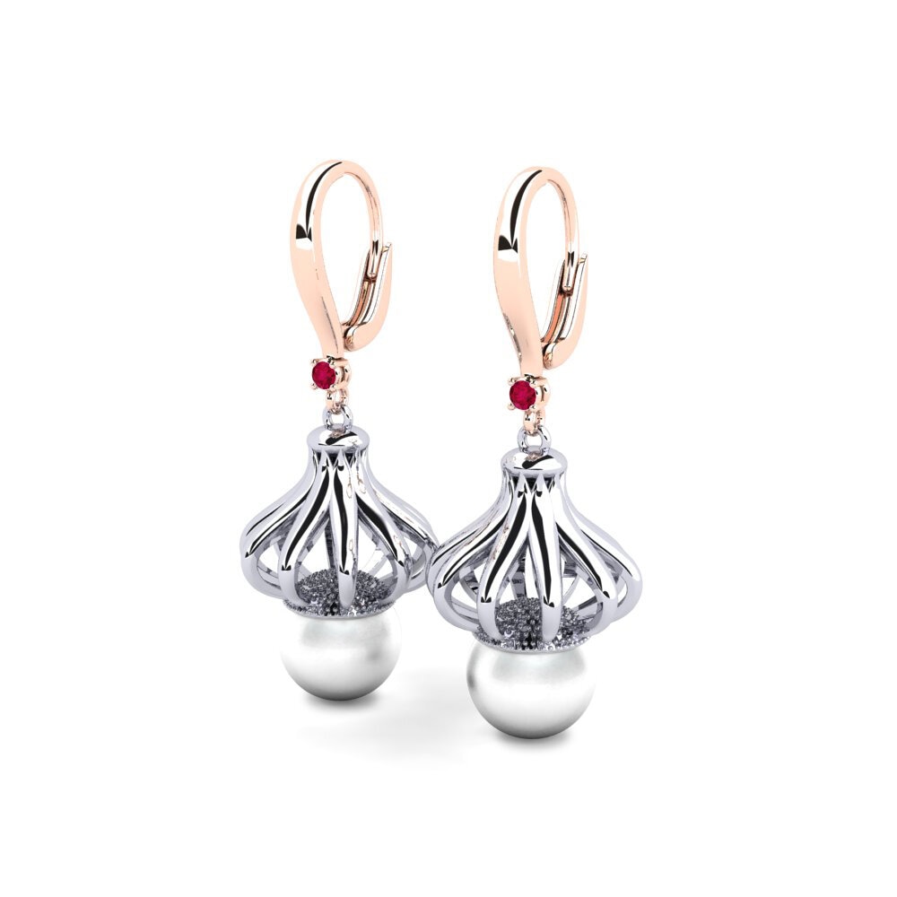 9k Oro Rosa & Blanco Rubí Pendiente de mujer Logeable