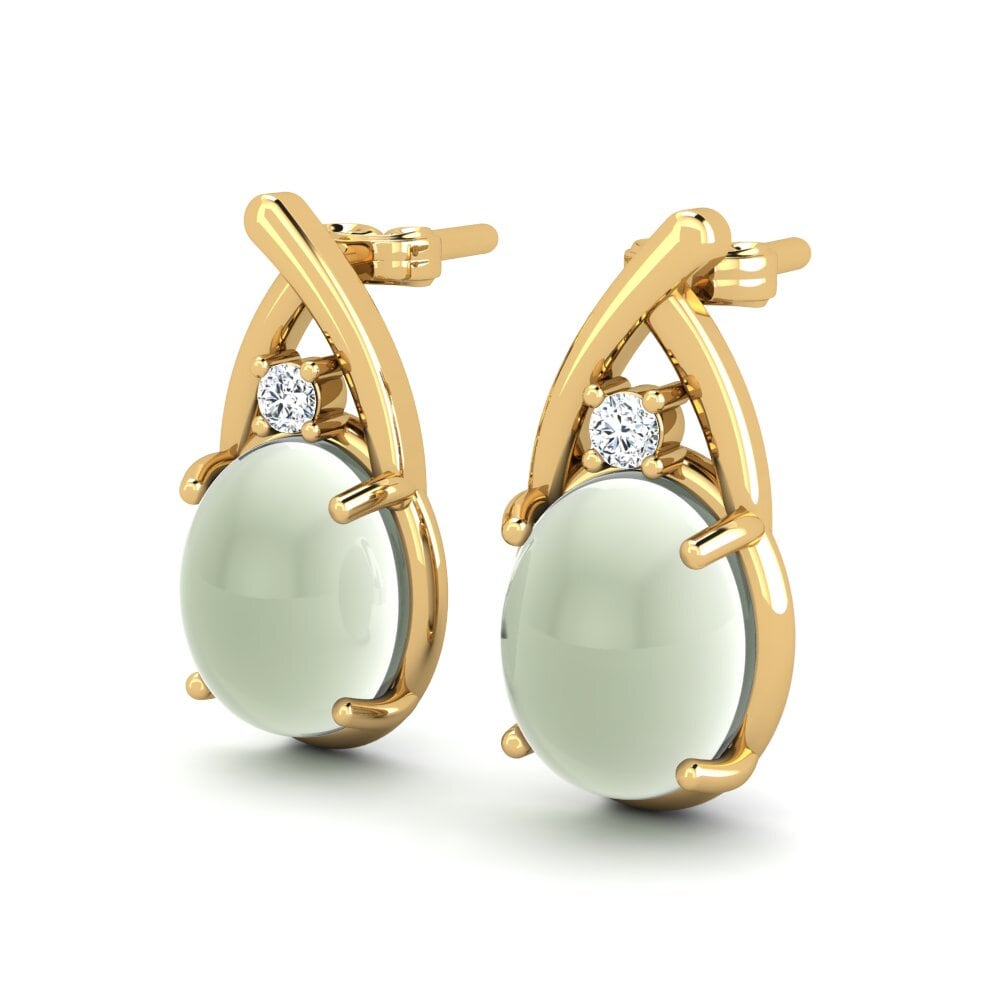 Cabochon Green Amethyst Women's Earring Loirane