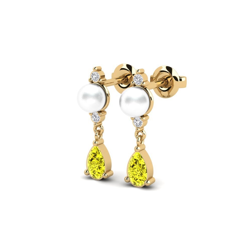 14k Yellow Gold Yellow Diamond Women's Earring Loirevalley
