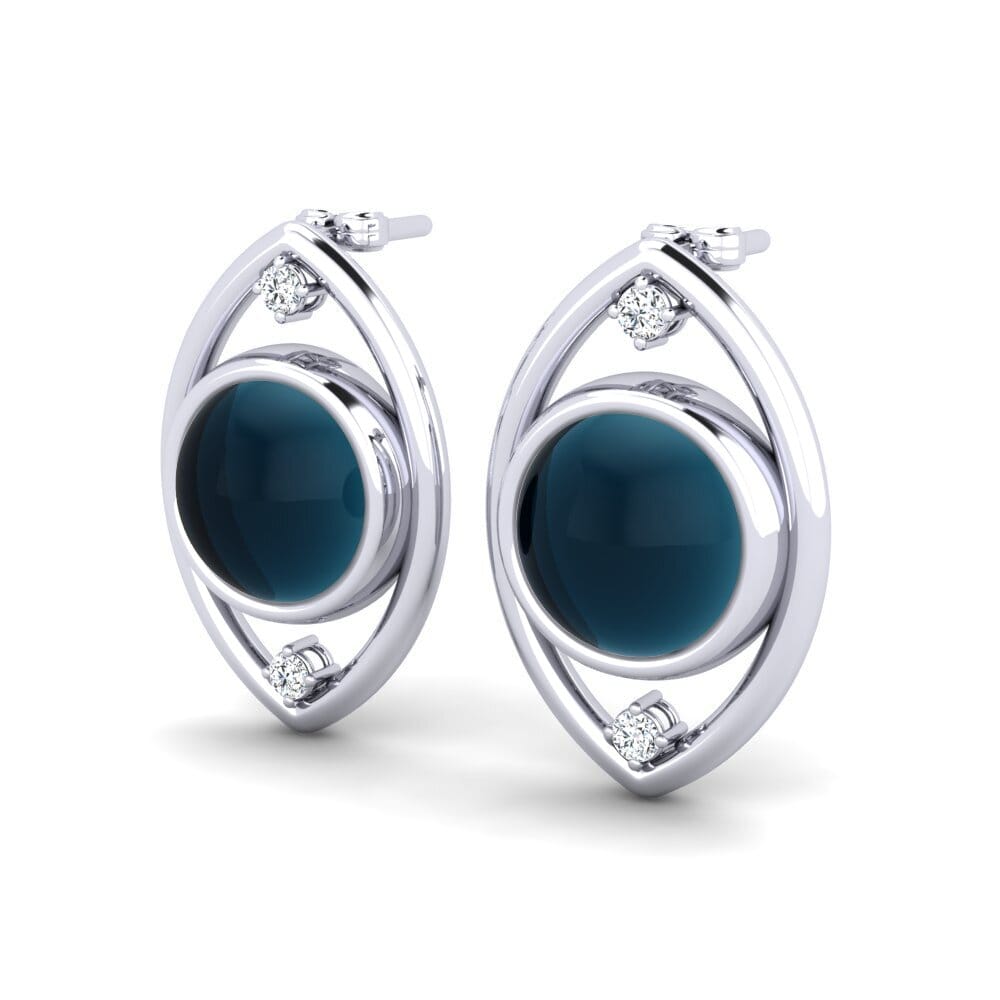 Đá Cabochon Topaz xanh London Bông tai nữ Lolicia