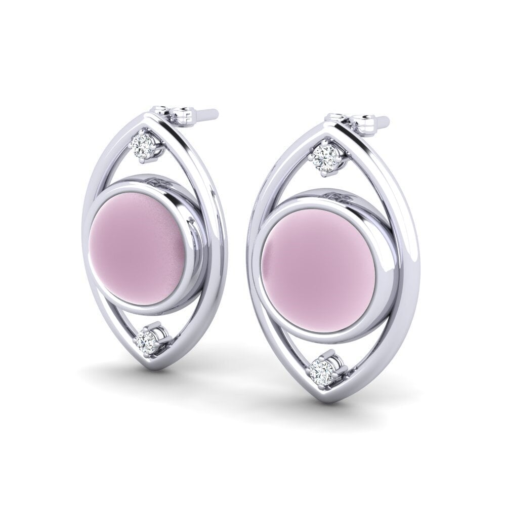 Đá Cabochon Thạch Anh Hồng Bông tai nữ Lolicia