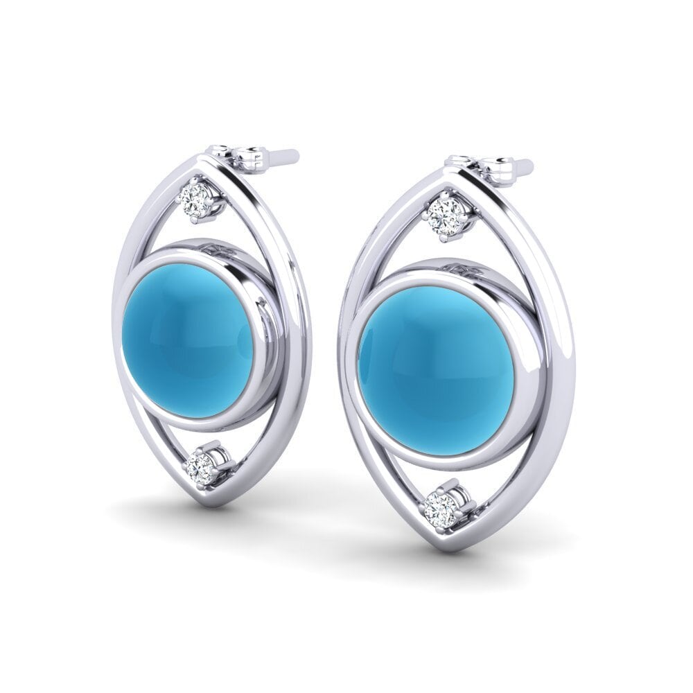 Đá Cabochon Topaz Xanh Bông tai nữ Lolicia