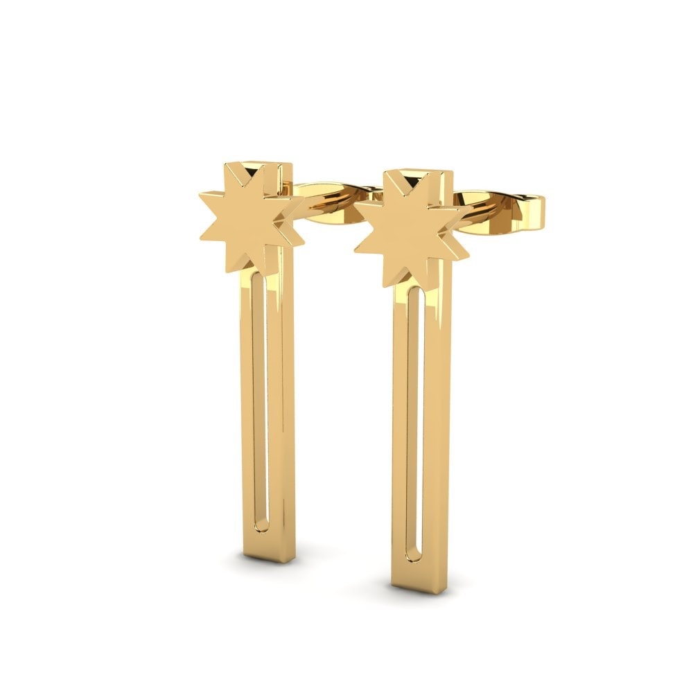 9k Oro Amarillo Pendientes Longstar