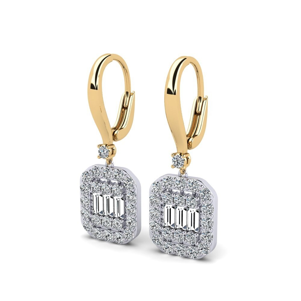 14k Oro Amarillo/Blanco Baguette Pendiente de mujer Lordship