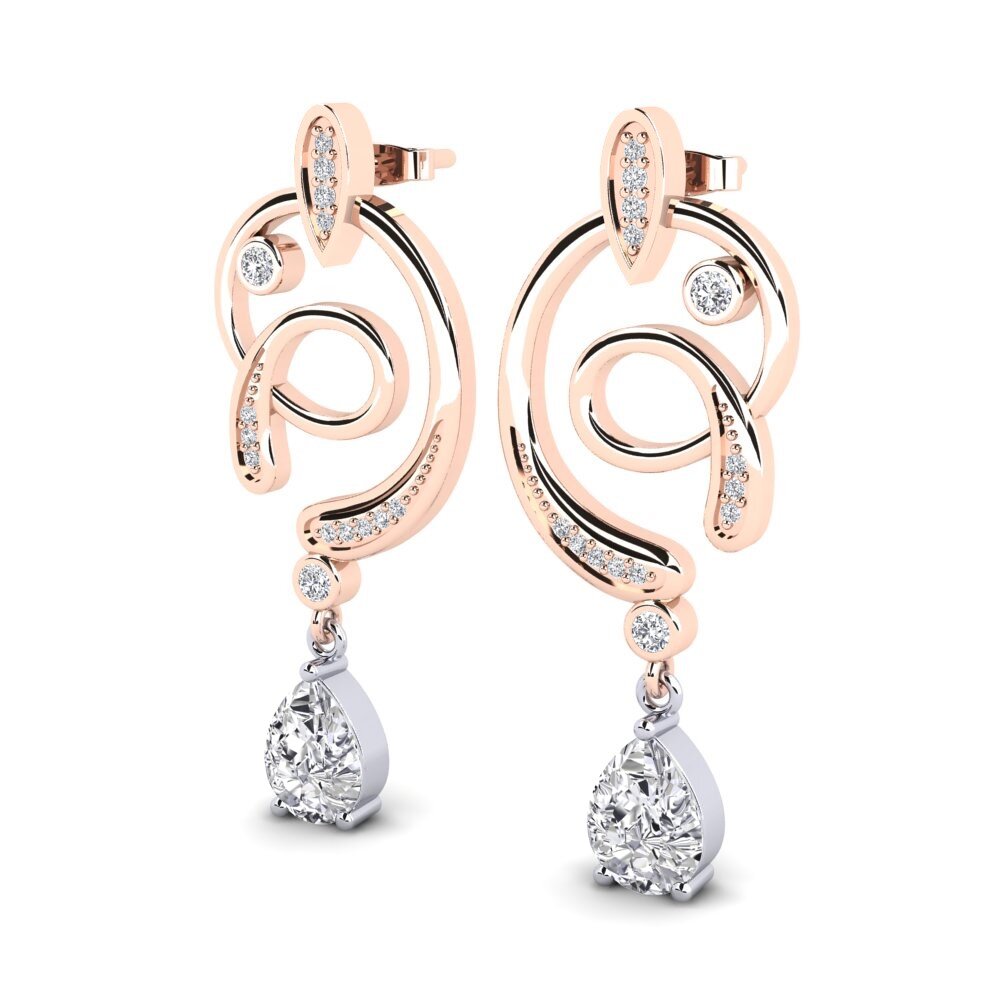 9k Oro Rosa & Blanco Pendiente de mujer Lore