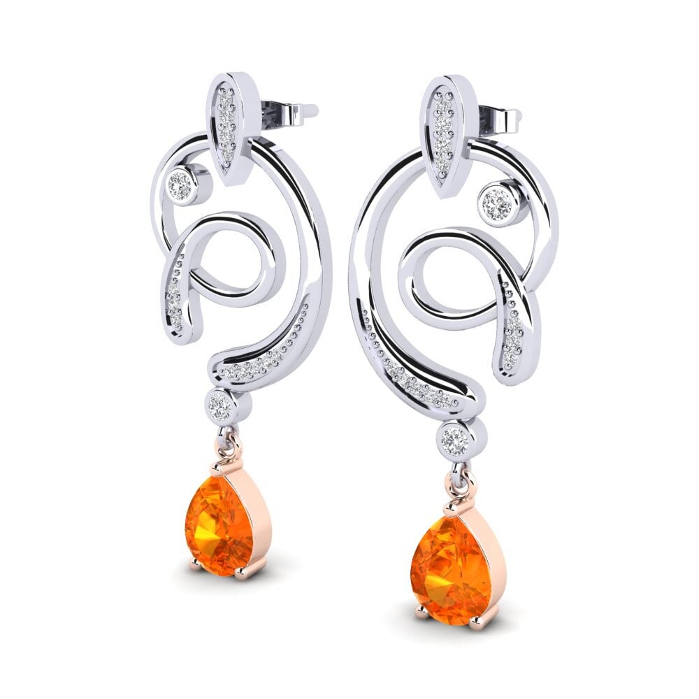 9K White & Rose Gold Orange Sapphire Earring Lore