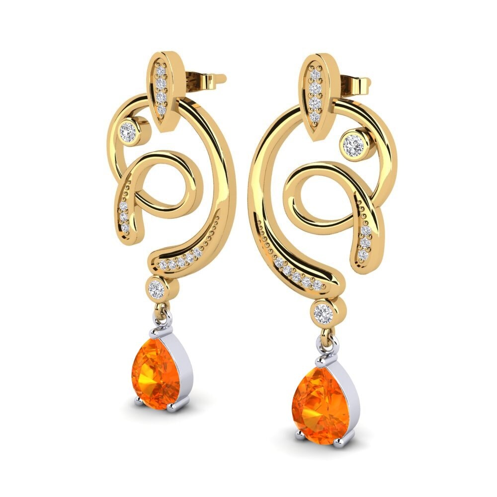 14K Yellow & White Gold Orange Sapphire Earring Lore