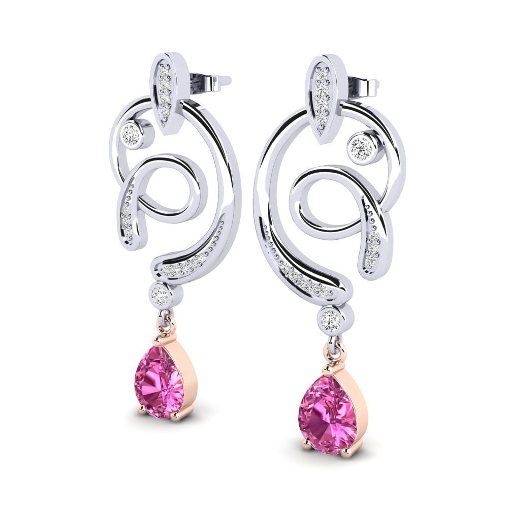 14k Oro Blanco & Rosa Topacio Rosa Pendiente de mujer Lore