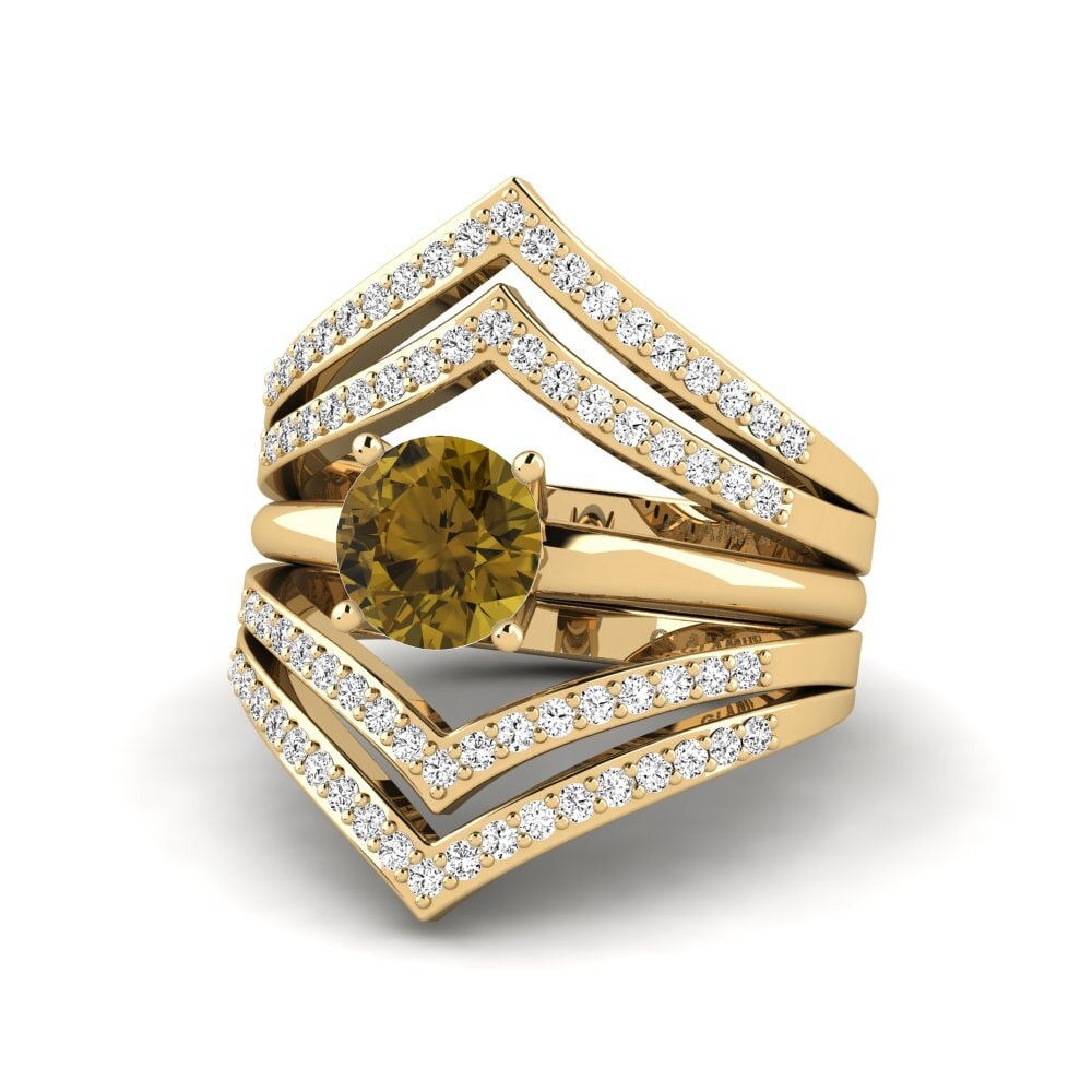 Circón Marrón Anillo Losten SET