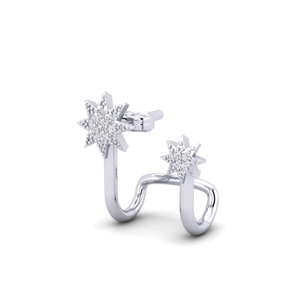 Ouro Branco 9K Diamante Produzido em Laboratório Brincos Feminino Lovestar
