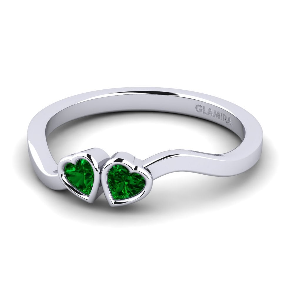 Heart Green Zirconia Stackable Ring Lovset