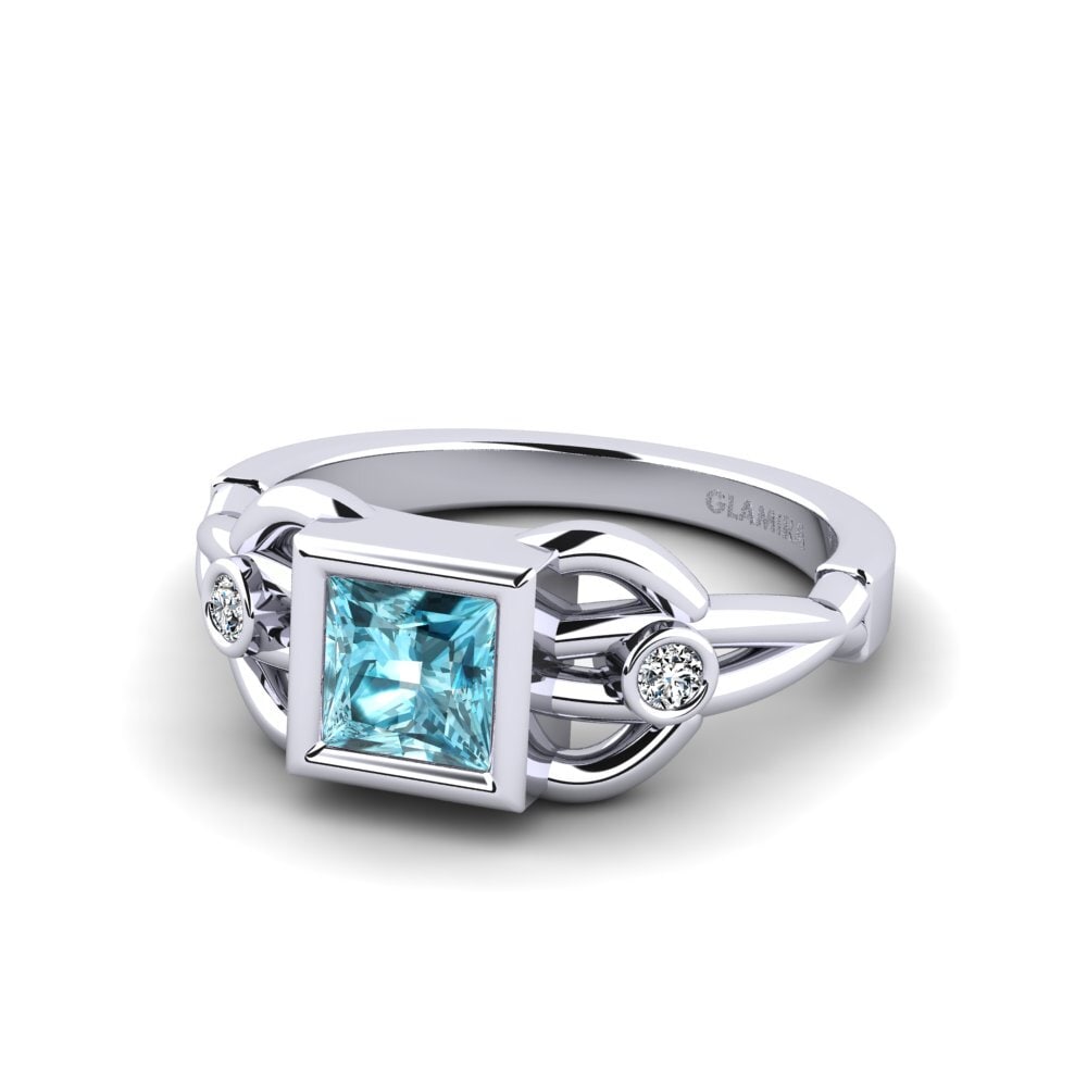 Blue Zircon Women's Ring Lramel