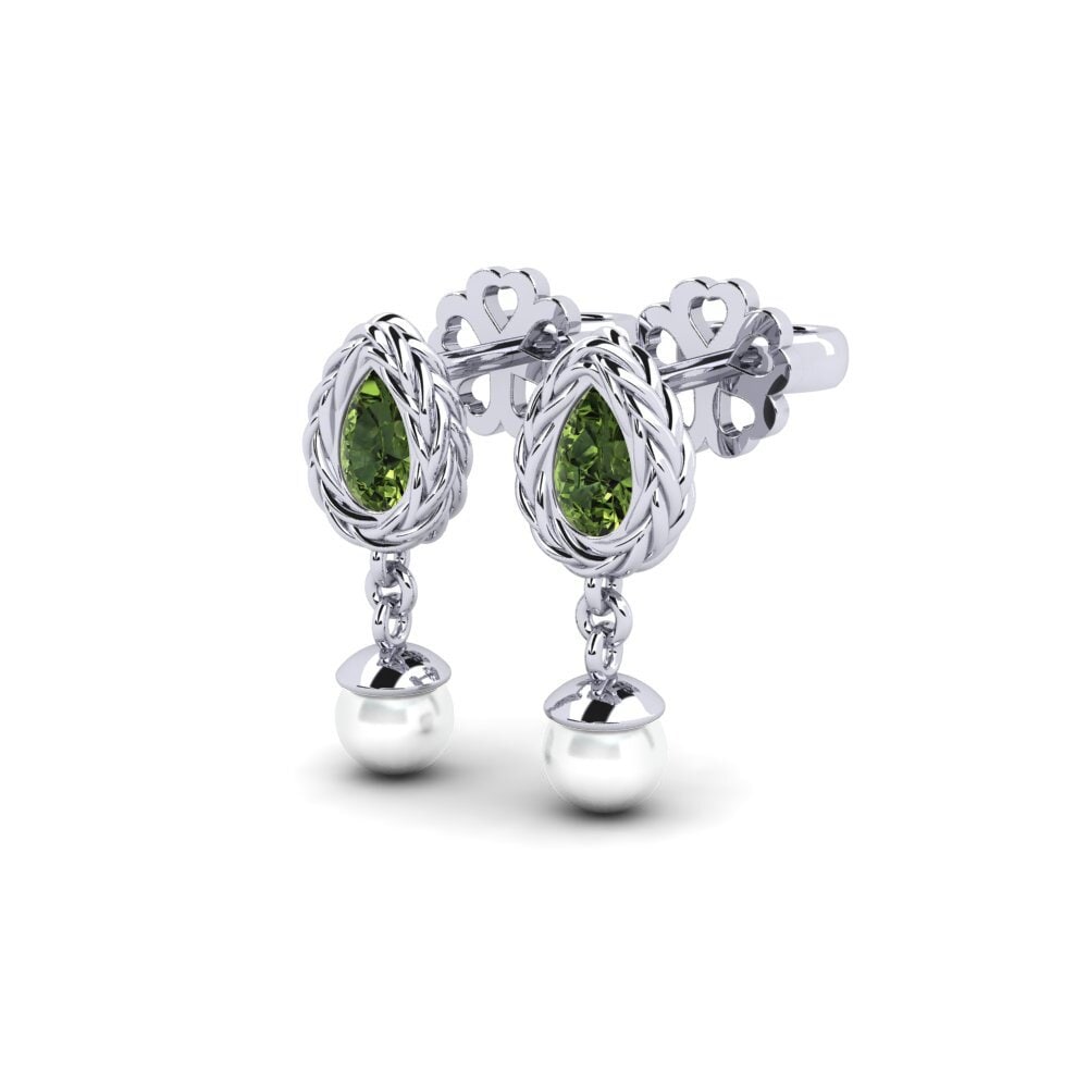 14ct White Gold Green Sapphire Women's Earring Luafer