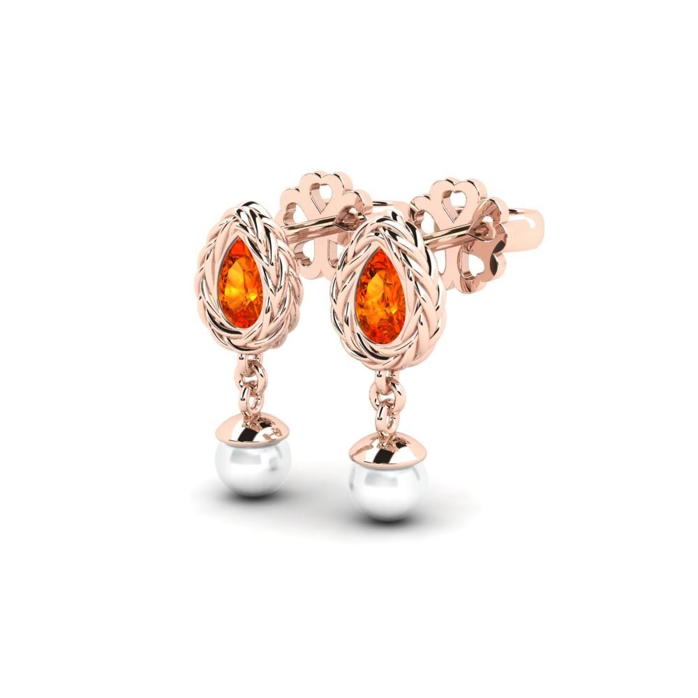 14ct Rose Gold Orange Sapphire Women's Earring Luafer