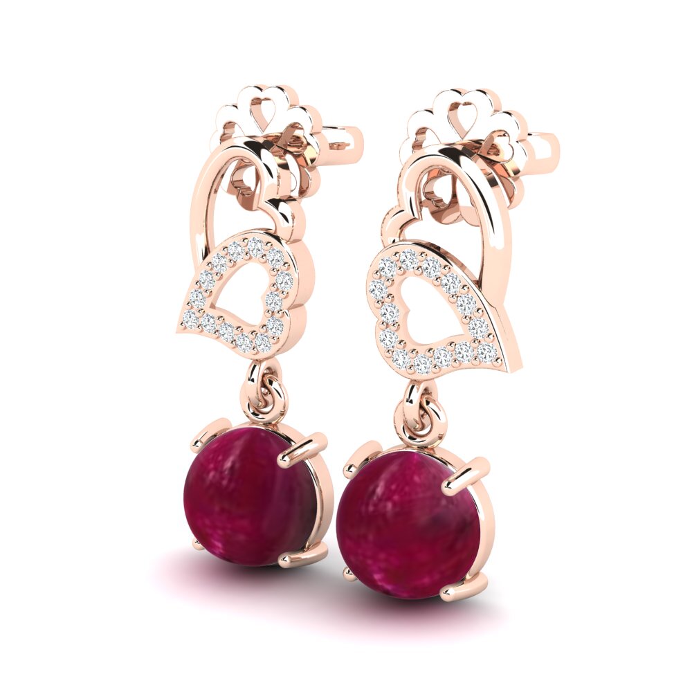 18k Oro Rosa Rubí Cabujón Pendiente de mujer Lucania