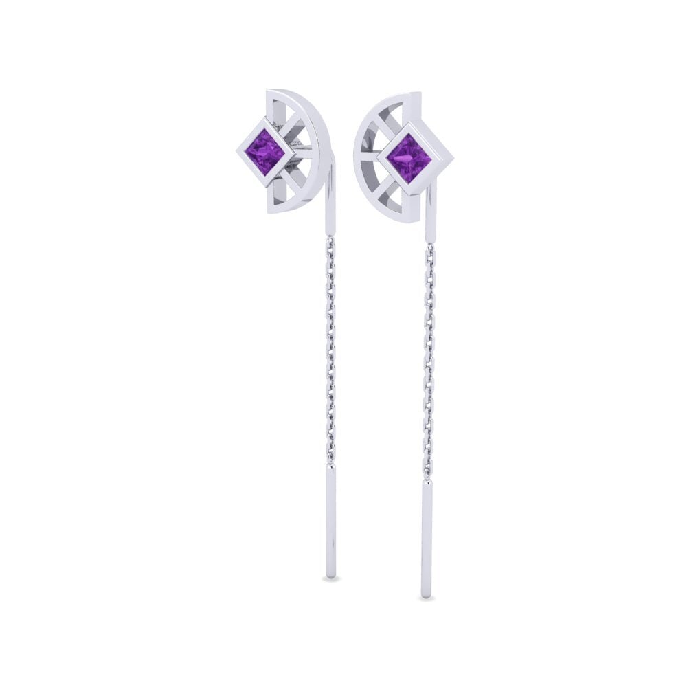 Weißgold 750 Amethyst Damen ohrring Lucill