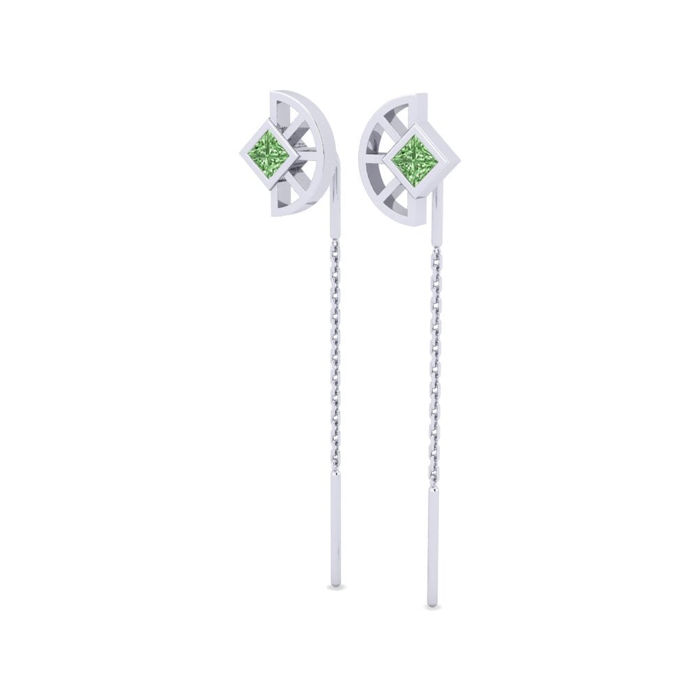 950 Platin Grüner Diamant Damen ohrring Lucill