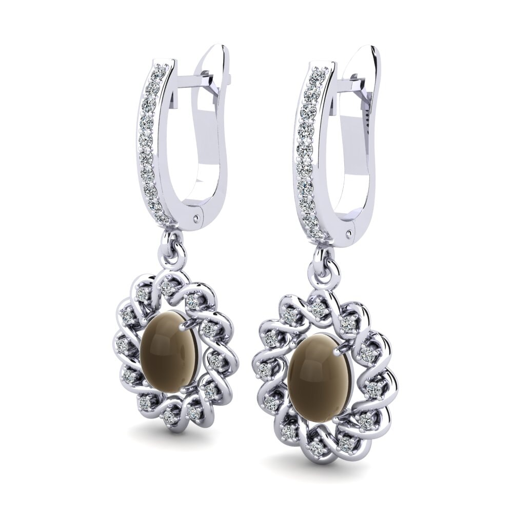 Đá Cabochon Thạch Anh Khói Bông tai nữ Lucita