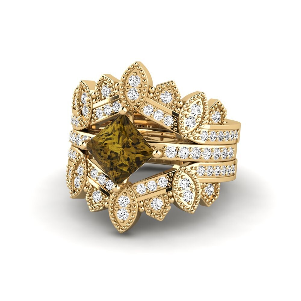 Circón Marrón Anillo Luditt SET
